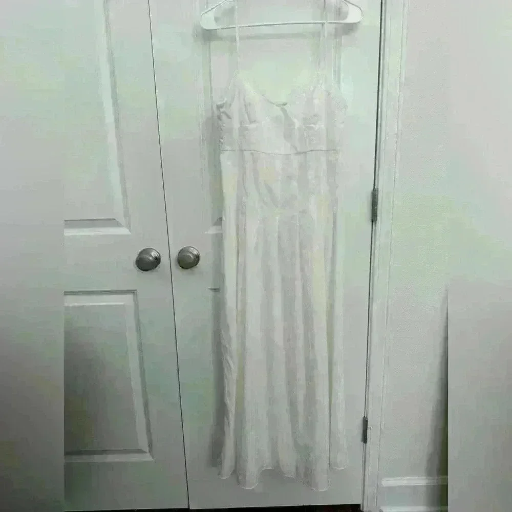 ZARA Poplin White Pleated Midi Dress Size L **Flaw see description - Picture 2 of 6